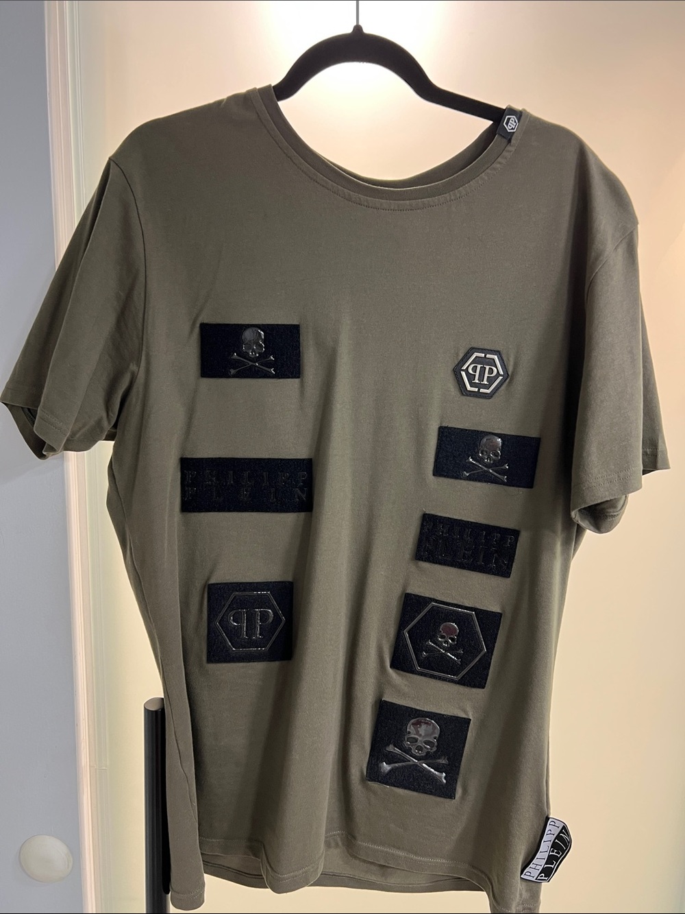 Philipp Plein Olive Green Short-Sleeve Patch T-Shirt